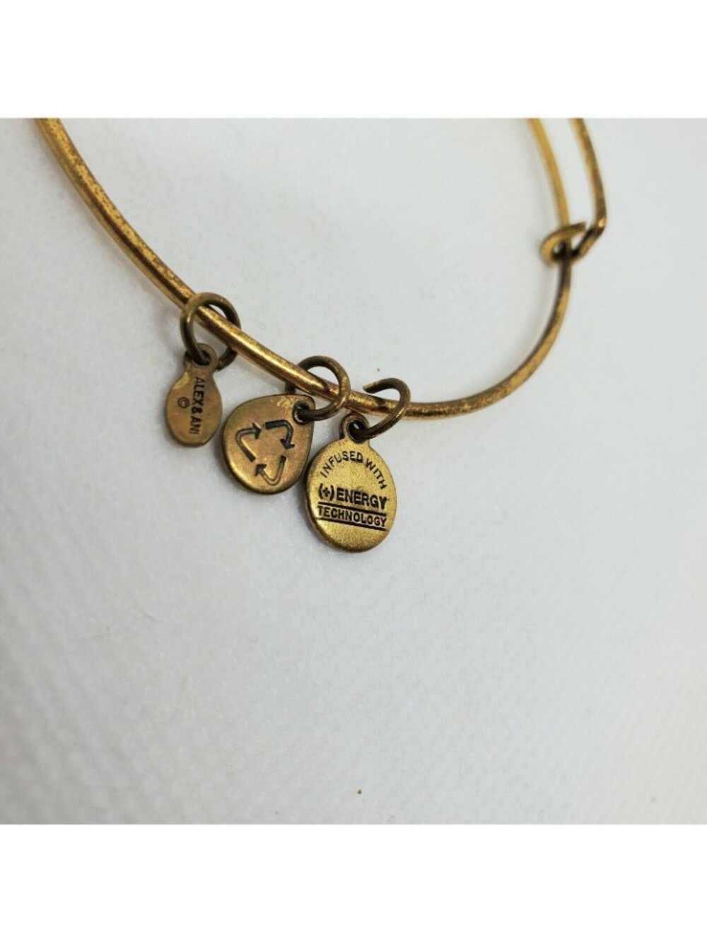 Alex and Ani Bangle Charm Bracelet Goldtone infused +Energy Technology Flower - Picture 7 of 10